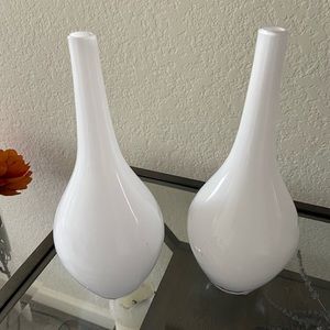 White glass vases
